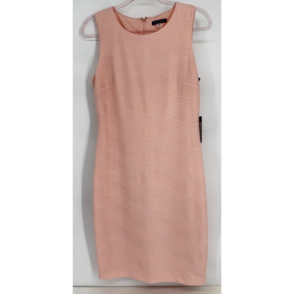 Tommy Hilfiger Peach Textured‎ Geometric Sheath Dress Womens Sz 8 NEW